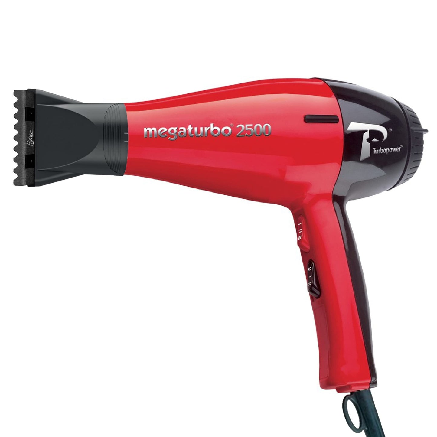 Turbo Power Megaturbo 2500 Red Hair Dryer Model 311A And M Hair Designs Hot Blow Attachment Black (Bundle 2 Items)