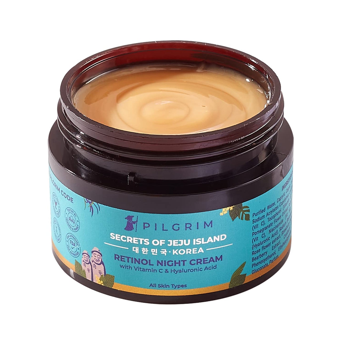 Pilgrim Korean Retinol Night Cream | Enriched With Vitamin C & Hyaluronic Acid | Anti Aging Face Cream | Fights Wrinkle & Dark C