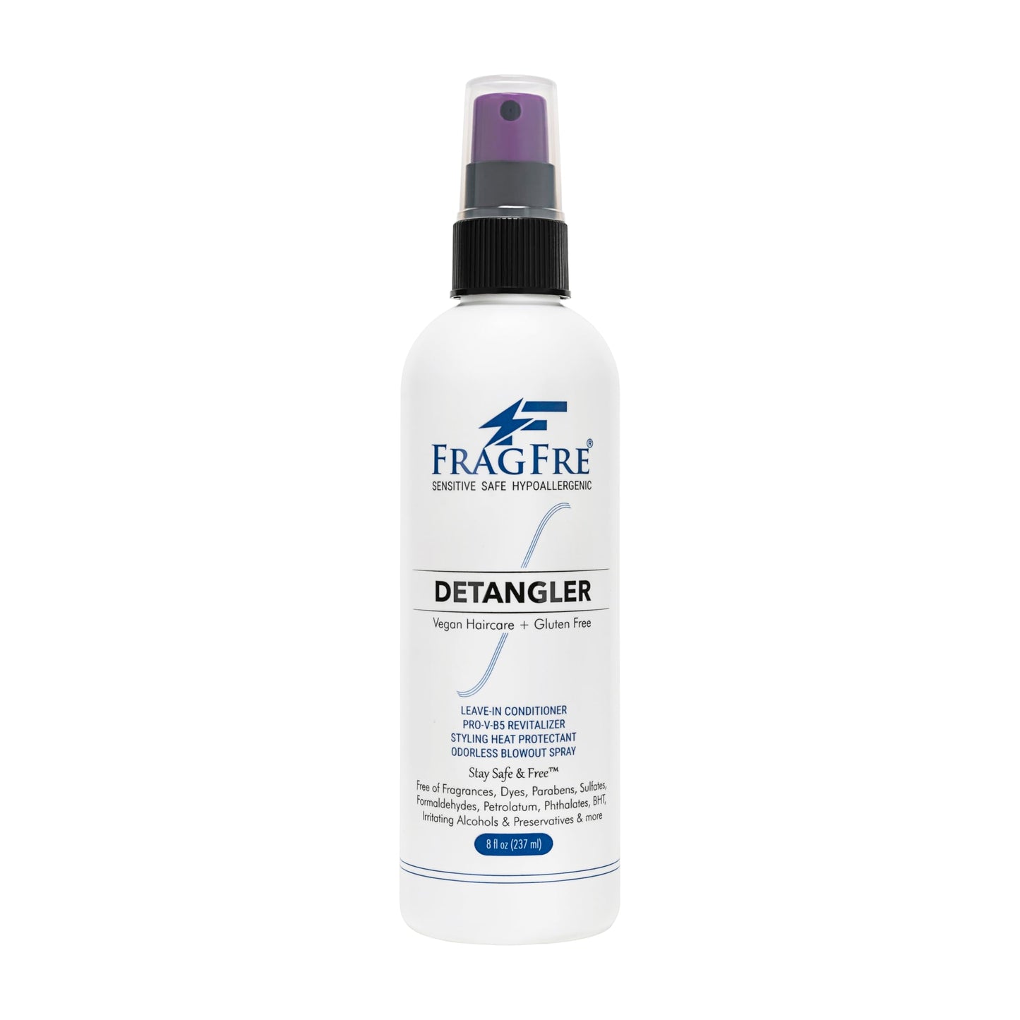 Fragfre Hair Detangler Spray, 8 Oz - Leave In Conditioner For Sensitive Skin And Scalp - Styling Heat Protectant Spray - Gluten