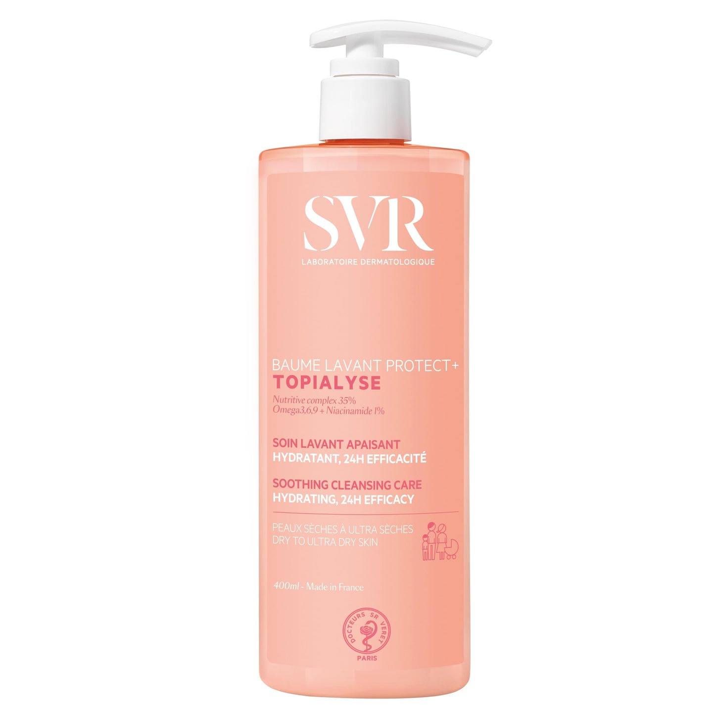 Svr Topialyse Cleansing Balm - Soothing Face & Body Wash With Niacinamide, Omega 3, 6 & 9-24Hr Nourishing Protective Cleanser Fo