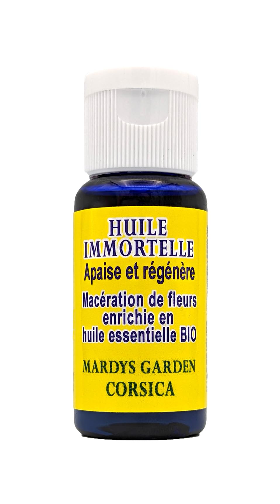 MARDYS GARDEN Helichrysum Italicum Oil 15ml. Made in Corsica. Ready to use organic flower macerate with organic Helichrysum Esse