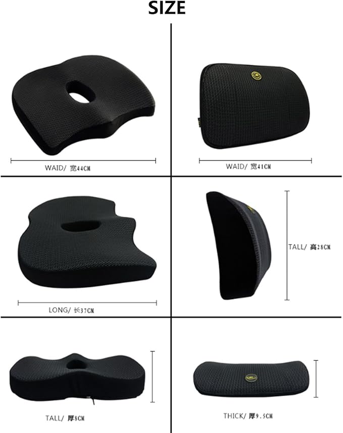 Heightening Wedge Car Seat Cushion Pad for Driving with Comfort Memory Foam, Curved Design Closely Adheres to The Lumbar Spine and Buttocks, Relieving Fatigue Broader Vision (Cushion Set,Light Grey)