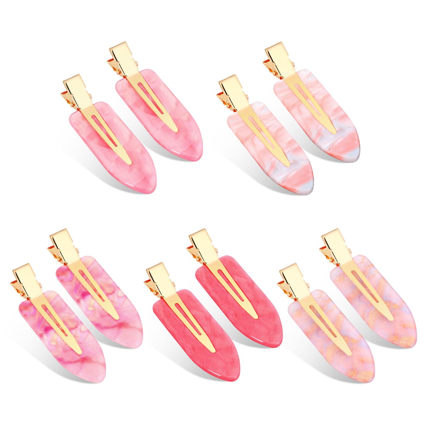 Kesaplan 10Pcs No Bend Hair Clips, Pink No Crease Hair Clips For Styling, Acrylic Resin Flat Duckbill Clips, Seamless Bang Hair