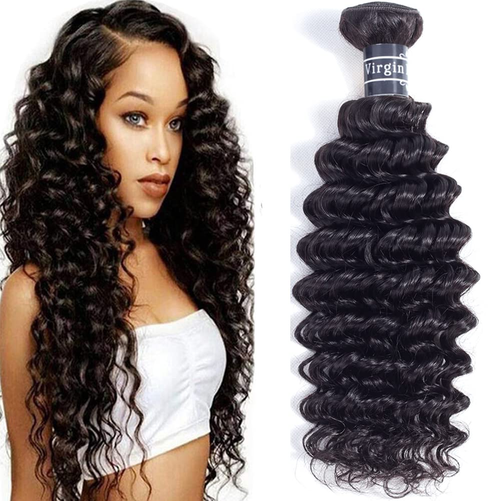 Amella Hair 8A Brazilian Deep Wave Bundle Human Hair (24Inch,1 Bundle Only) 100% Unprocessed Virgin Wet And Wavy Deep Wave Curly
