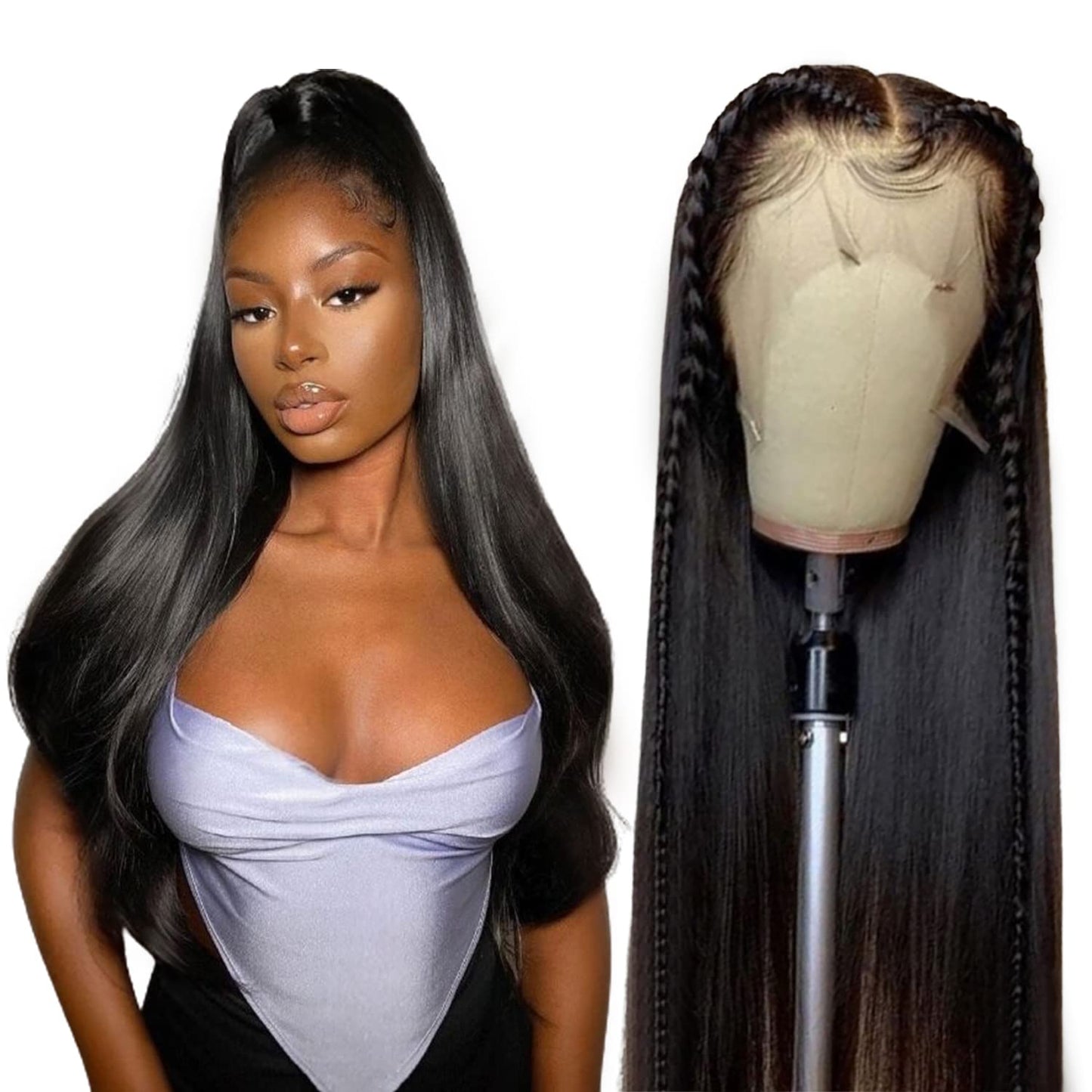 13X6 Lace Front Wigs Human Hair Straight 26 Inch Bone Straight Lace Frontal Human Hair Wigs Glueless Pre Plucked 180% Density Hd