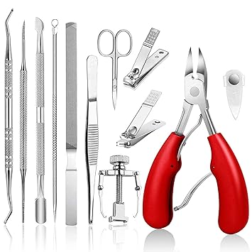 12PCS Ingrown Toenail Tool Treatment Pedicure Tools,Ingrown Kit Nail Clipper Set By JTIEO