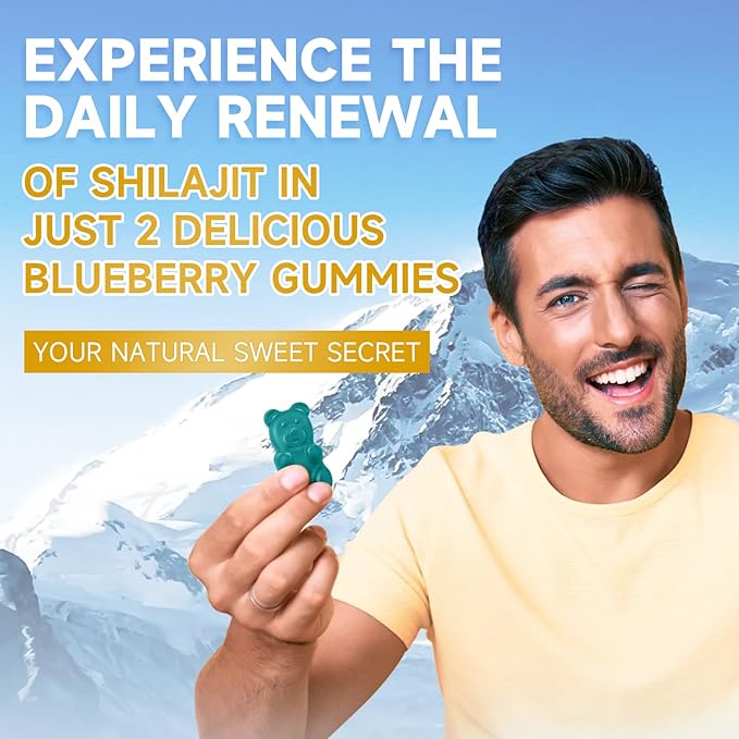 Pure Himalayan Shilajit Gummies for Men & Women - Sugar-Free Shilajit Supplement Rich in 85+ Trace Minerals & Fulvic Acid, Providing Energy, Brain, and Immunity Support - 60 Gummies