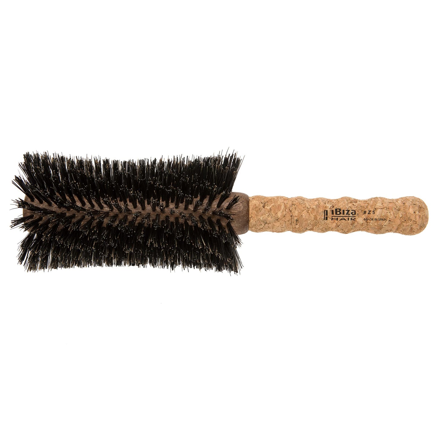Ibiza Hair Professional Boar Hair Concave Barrell Brush (Z5, 80mm), Hybrid Boar & Heat Resistant Nylon & Cork Handle, Cut Blow D