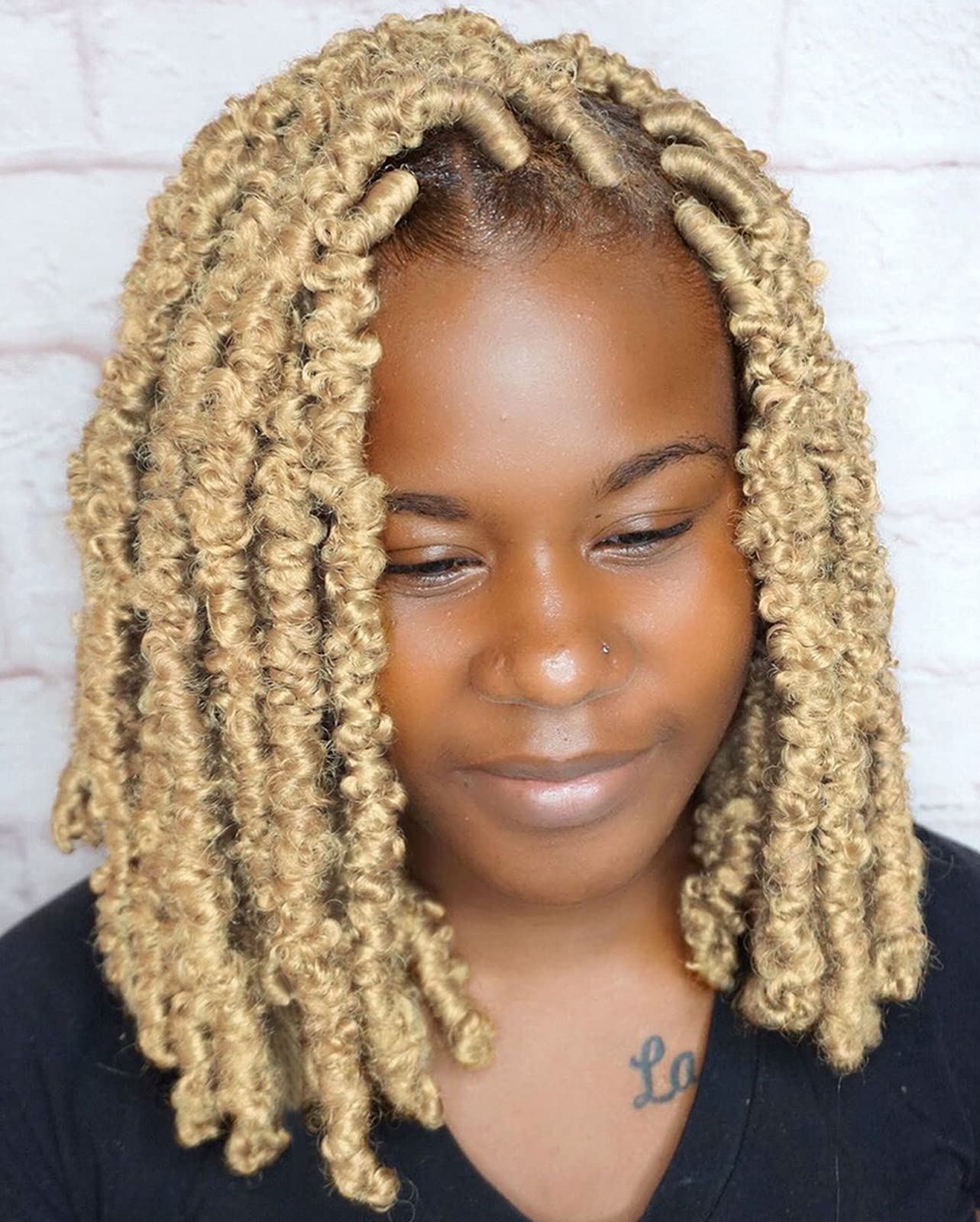 Leeven 12 Inch Pre-Twisted Butterfly Locs Crochet Hair Short Bob Distressed Butterfly Locs Braids Hair Pre-Looped Messy Distress