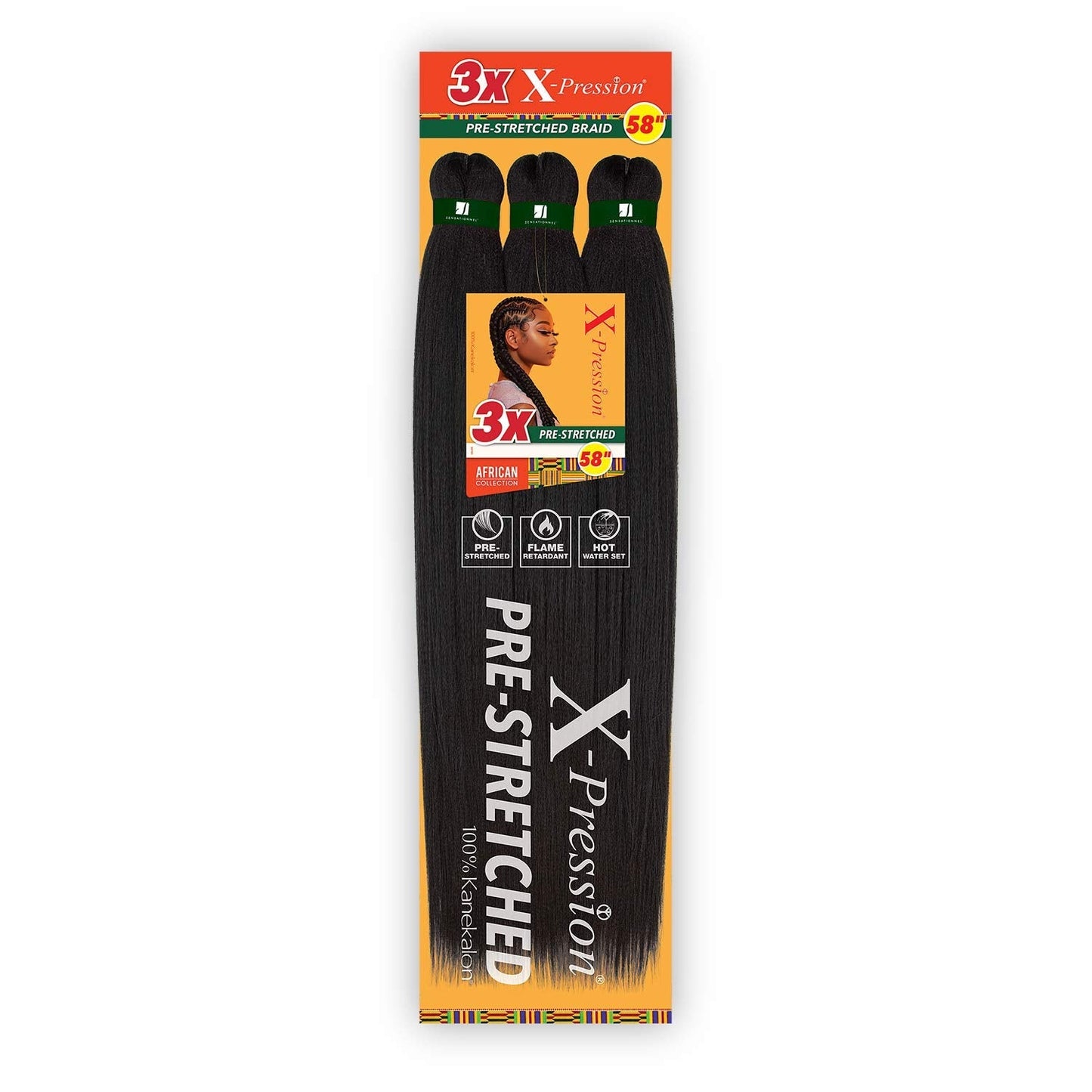 Sensationnel Braids Xpression 3X Pre-Stretched Braid 58'' (3-Pack, Bg)