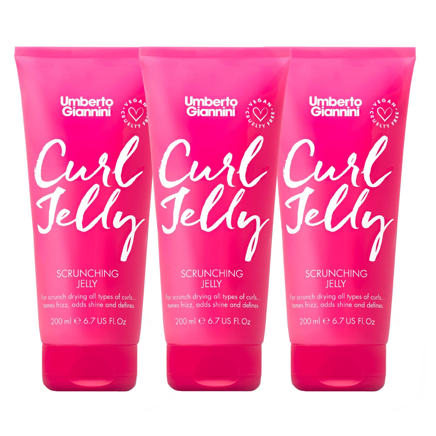 Umberto Giannini Curl Jelly Scrunching Jelly, Vegan & Cruelty Free Frizz Solution Gel For Curly Or Wavy Hair, 200 Ml (3 Pack)