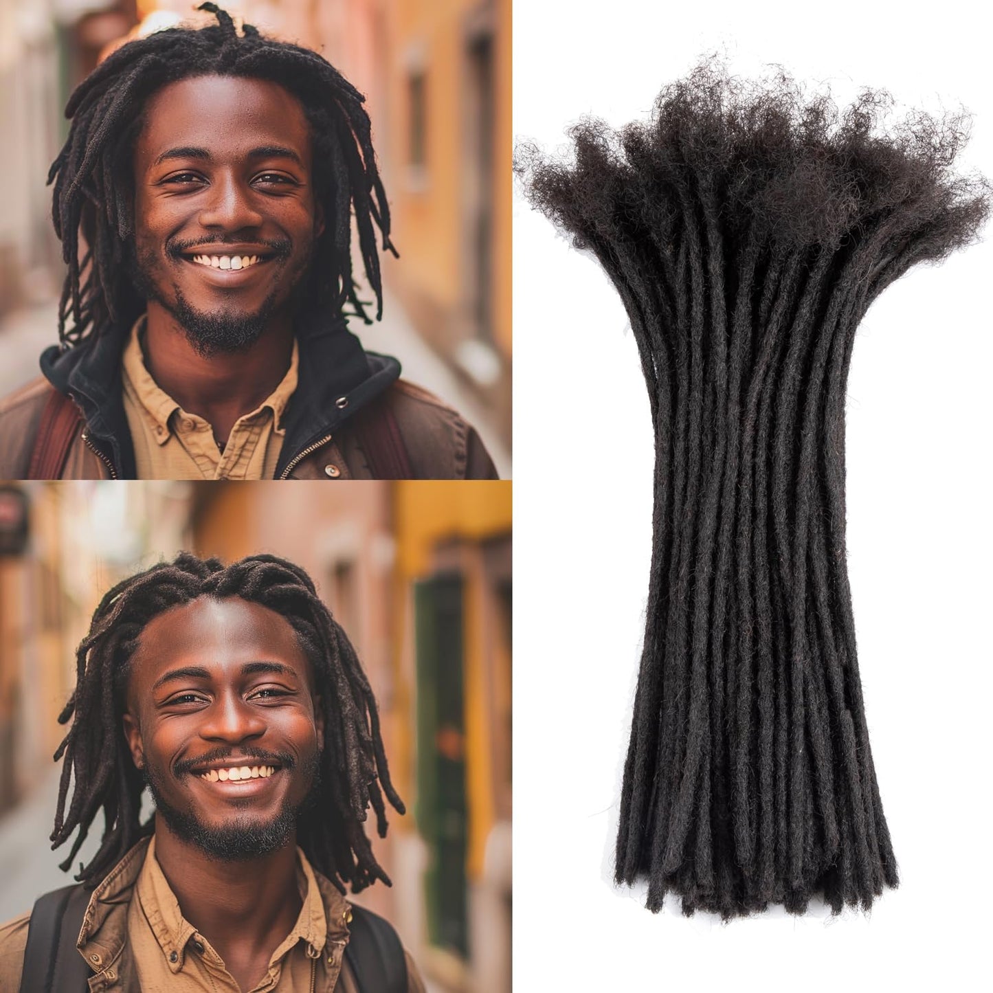 Teresa 10 Inch 0.2Cm Width Loc Extension Human Hair Natural Black 70 Strands Full Hand-Made Permanent Locs Extensions Can Be Dye
