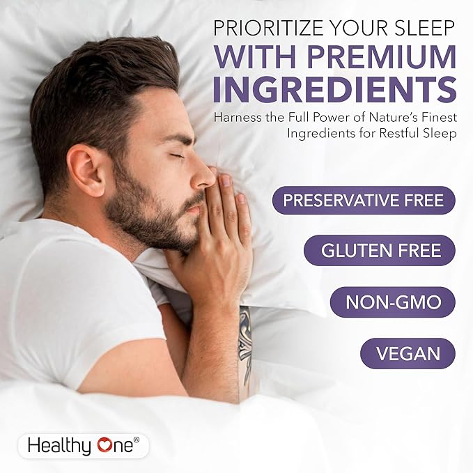 Healthy Sleep - 10 REM Inducing Ingredients - Supports All Stages of Deep Rest - Insomnia - Anxious - Restless - Melatonin - Valerian - Chamomile - Theanine - GABA - Hops - Lemon Balm - 60 Count