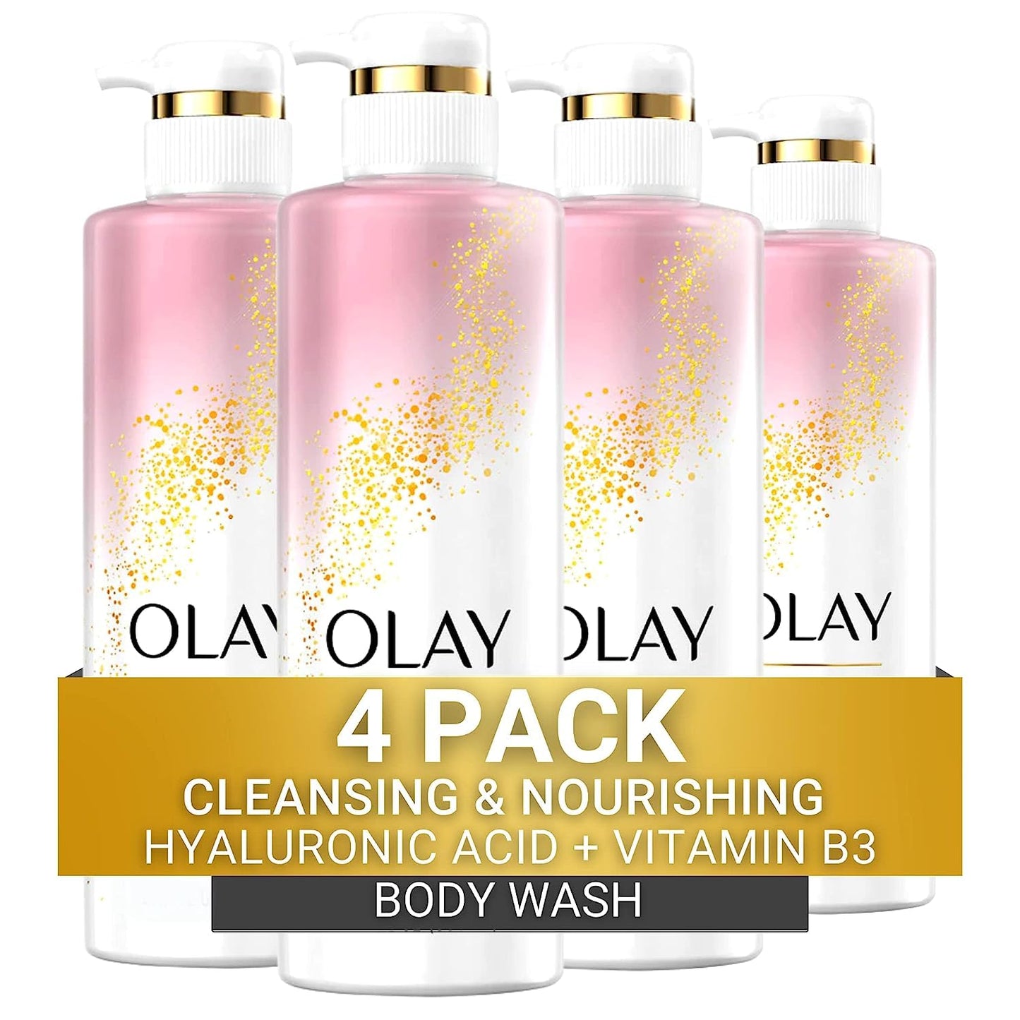 Olay Cleansing & Nourishing Body Wash For Women With Hyaluronic Acid & Vitamin B3, 20 Fl Oz (Pack Of 4)
