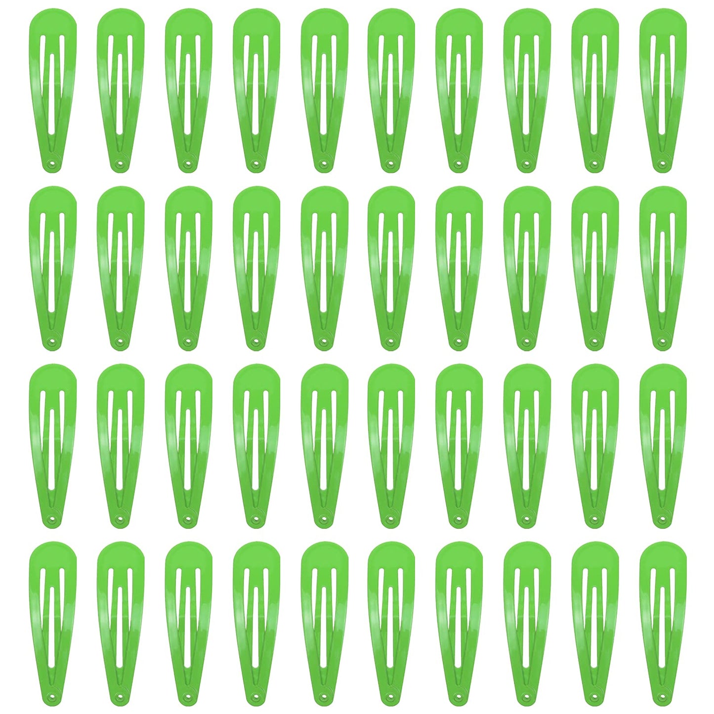 40 Counts Green Color Metal Snap Hair Clips 2 Inch Barrettes For Women Accessories