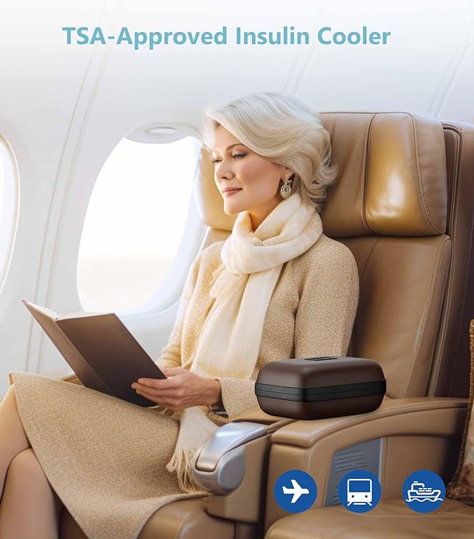 Insulin Cooler Travel Case with Temperature Display, TSA Approved Diabetic Cooling Bag for Insulin Pens and Supplies, Refrigerated Medicine Organizer with 2 Ice Packs