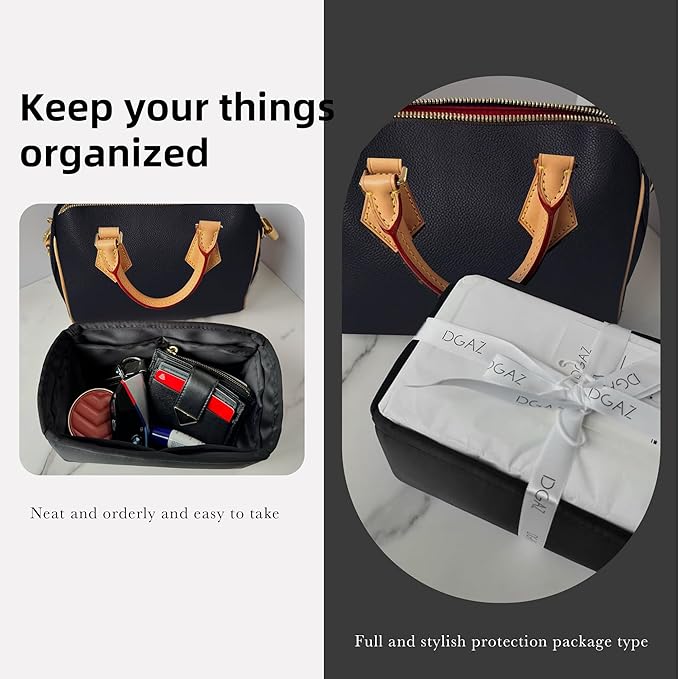 DGAZ Silk Purse Organizer Insert Fits LV Speedy 16/20/25/30/35/45 bags,Silky Smooth Bag Organizer,Luxury Handbag & Tote Shaper(Black,SP45)