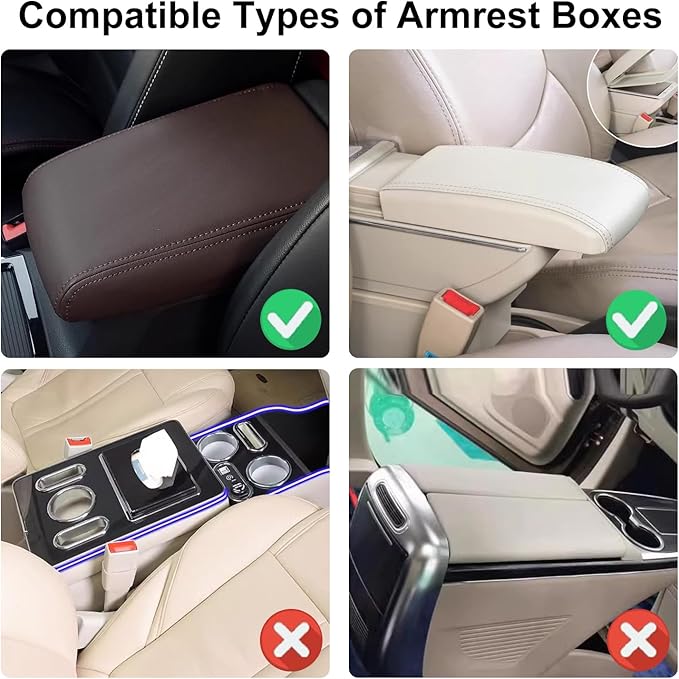 NBTEPEM Bling Car Center Console Cover, Leather Car Arm Rest Cover Cushion with 2 Storage Bags, Universal Auto Armrest Protector Storage Box, Bling Accessories Interior for Most Vehicles (Aquamarine)