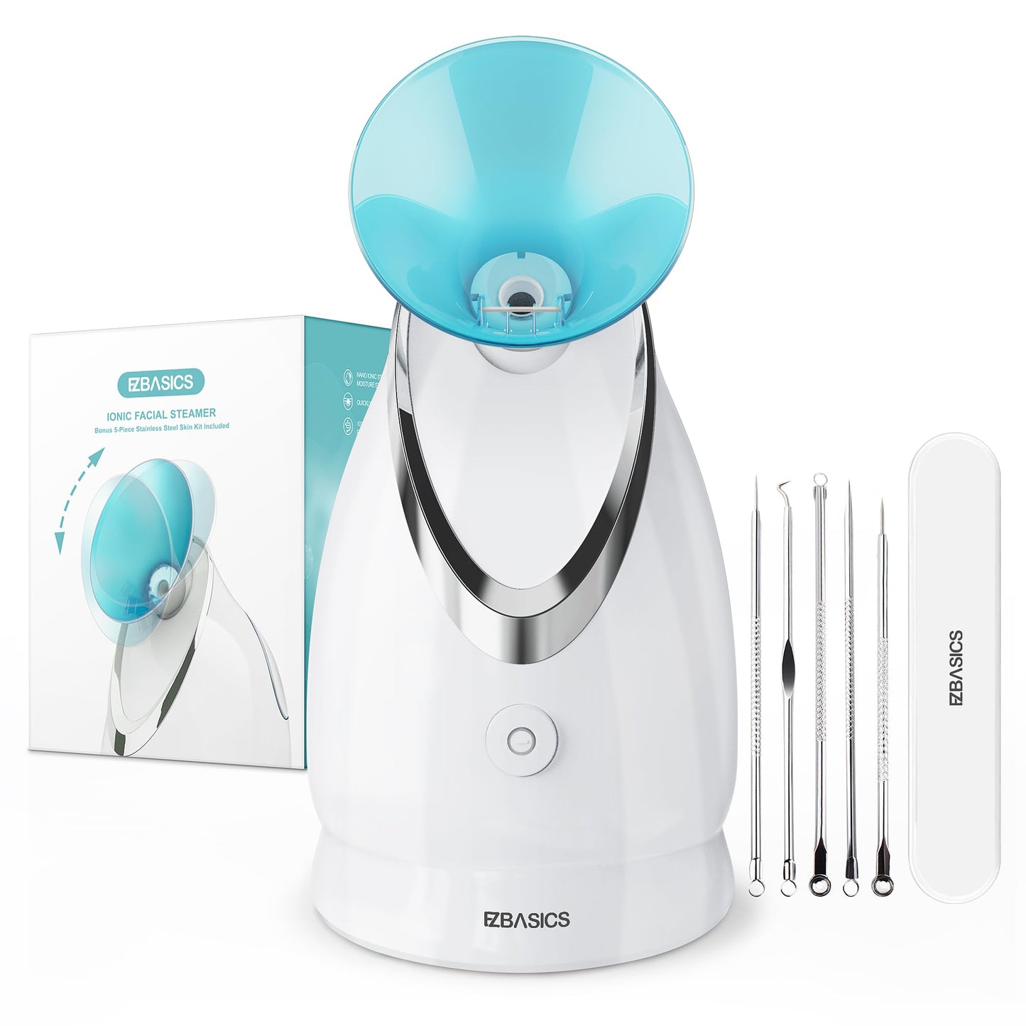Ezbasics Facial Steamer Ionic Face Steamer For Home Facial, Warm Mist Humidifier Atomizer For Face Sauna Spa Sinuses Moisturizin