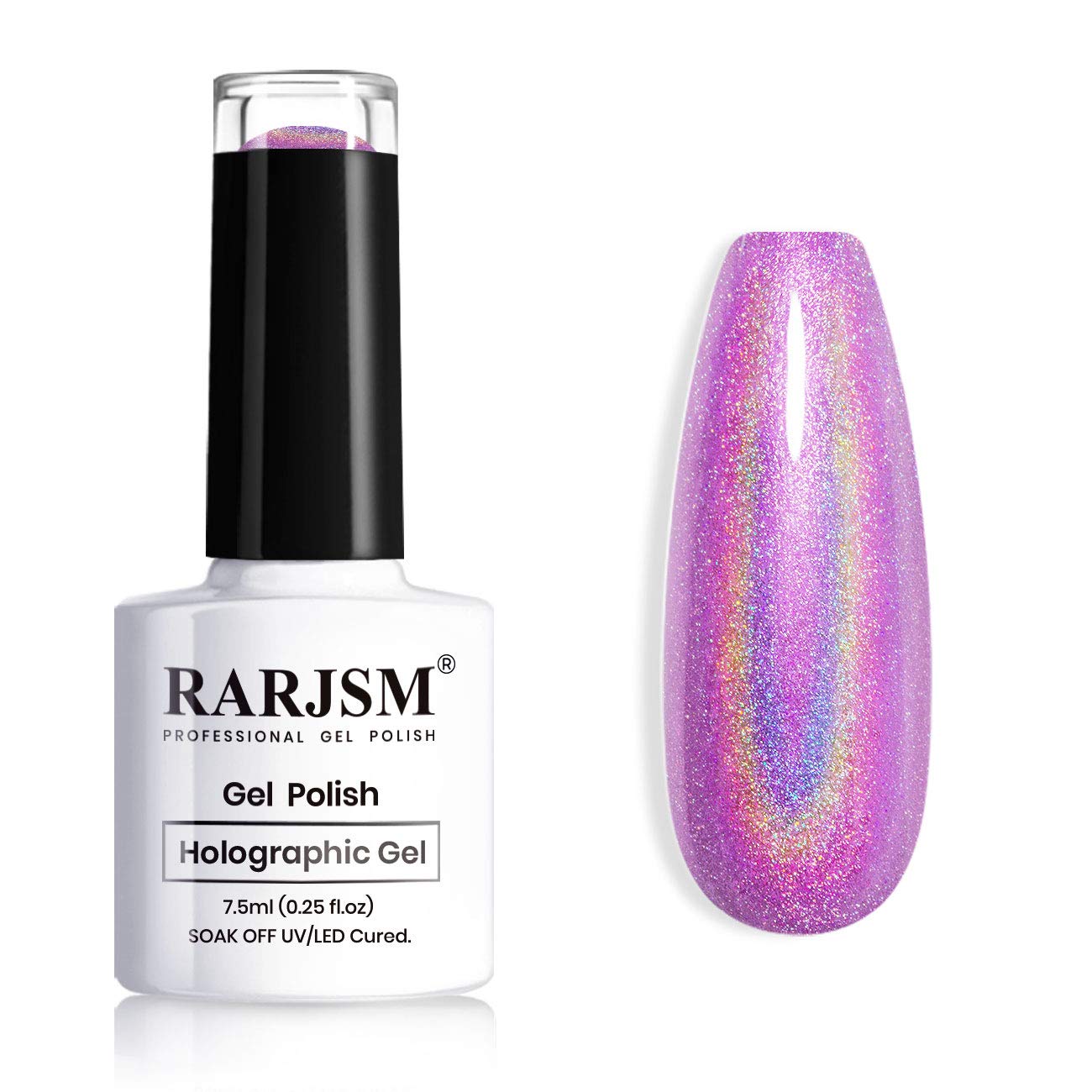Rarjsm Holographic Nail Polish Bright Purple Nail Polish 1 Pcs 7.5Ml Led Lamp Cured Holographic Effect For Nail Art Design Salon