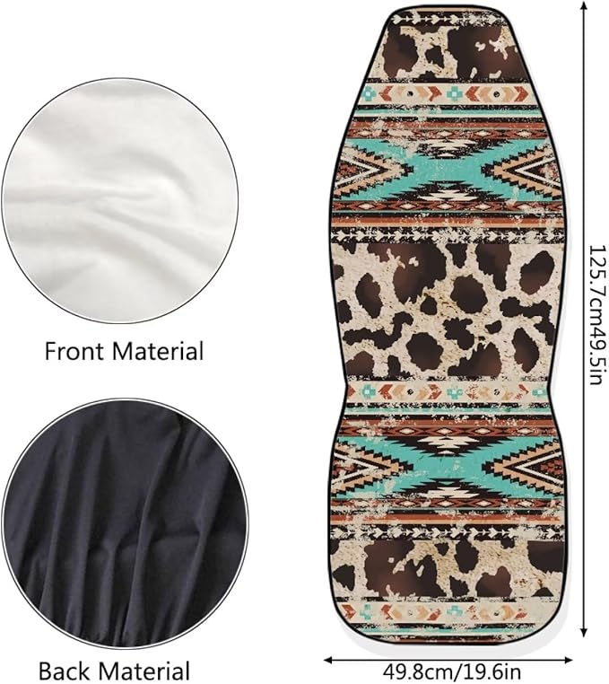 Car Seat Covers Front Seats Only for Women Men Auto Seat Covers Set of 2 Pack Bucket Cover for Cars SUV Truck Sedan, Easy to Install(Aztec Ethnic Cow Leopard Print 83)