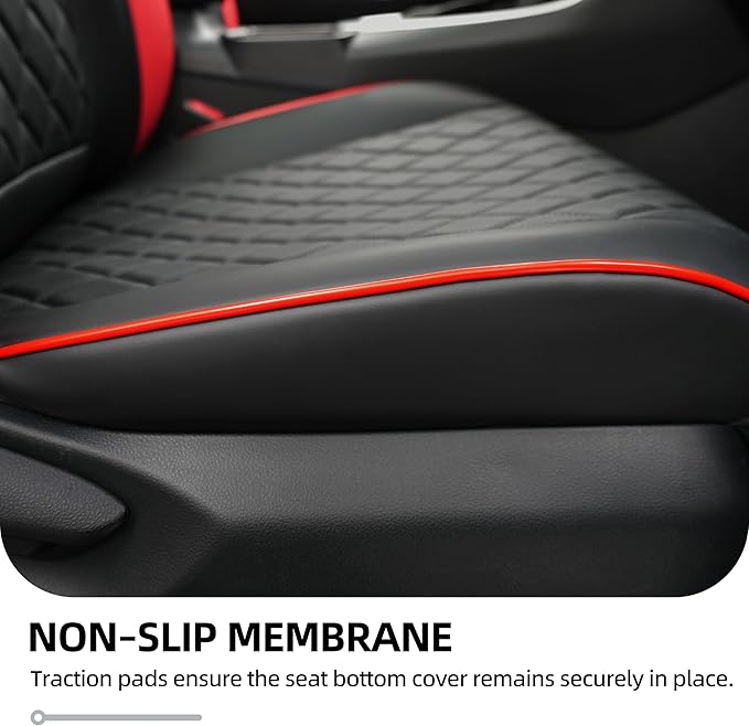 Lolcar Rav4 Seat Covers Custom Fit for Toyota Rav4 (for Hybrid) 2019-2025 LE,XLE,XLE Premium,Limited,Woodland Edition, Leather Truck Seat Cover Full Set for SUV,Faux Leather(Black red Grid)