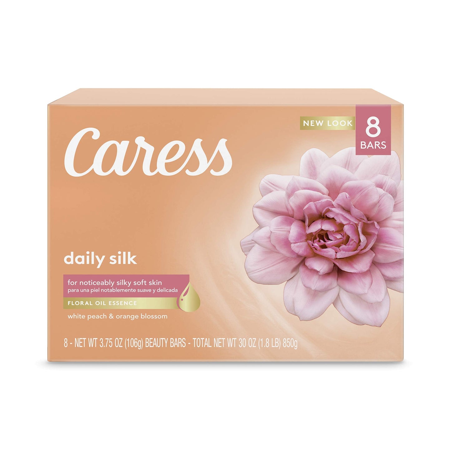 Caress Moisturizing Beauty Bar, Daily Silk, 30 Oz (3.75Oz X 8), 8 Count