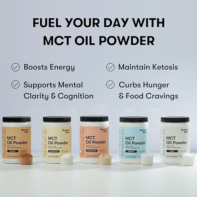 Perfect Keto 7g MCT Oil Powder, Medium Chain Triglycerides Supplement, Non Dairy Coffee Creamer for Keto Diet, Ketogenic MCT Oil Mix for Coffee, Smoothie, Protein Shakes, Cinnamon Toast, 30 Servings
