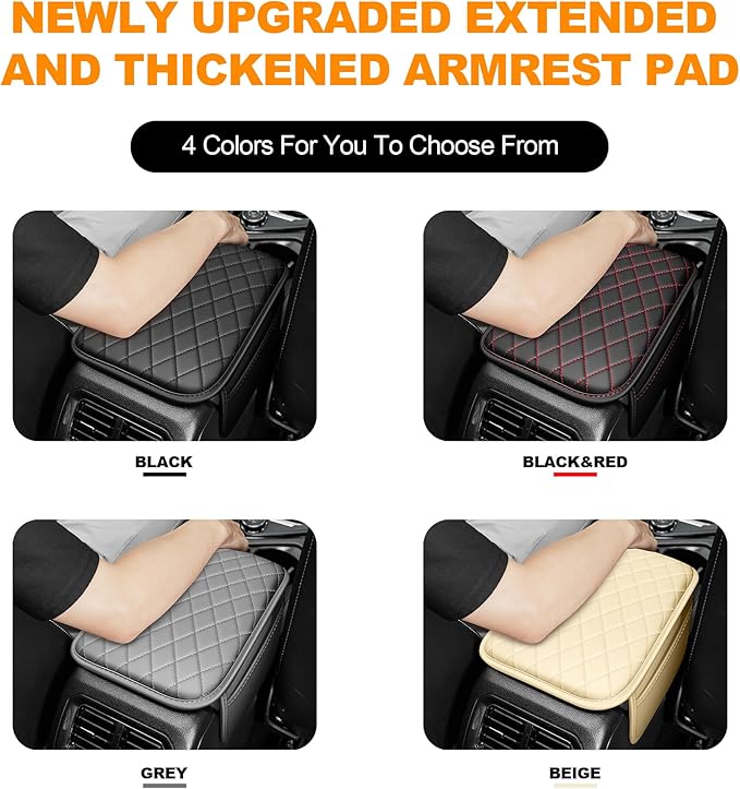 Center Console Cover for Cars Fit for Jeep Grand Cherokee Leather Armrest Covers with 2 Storage Bags(Grey)