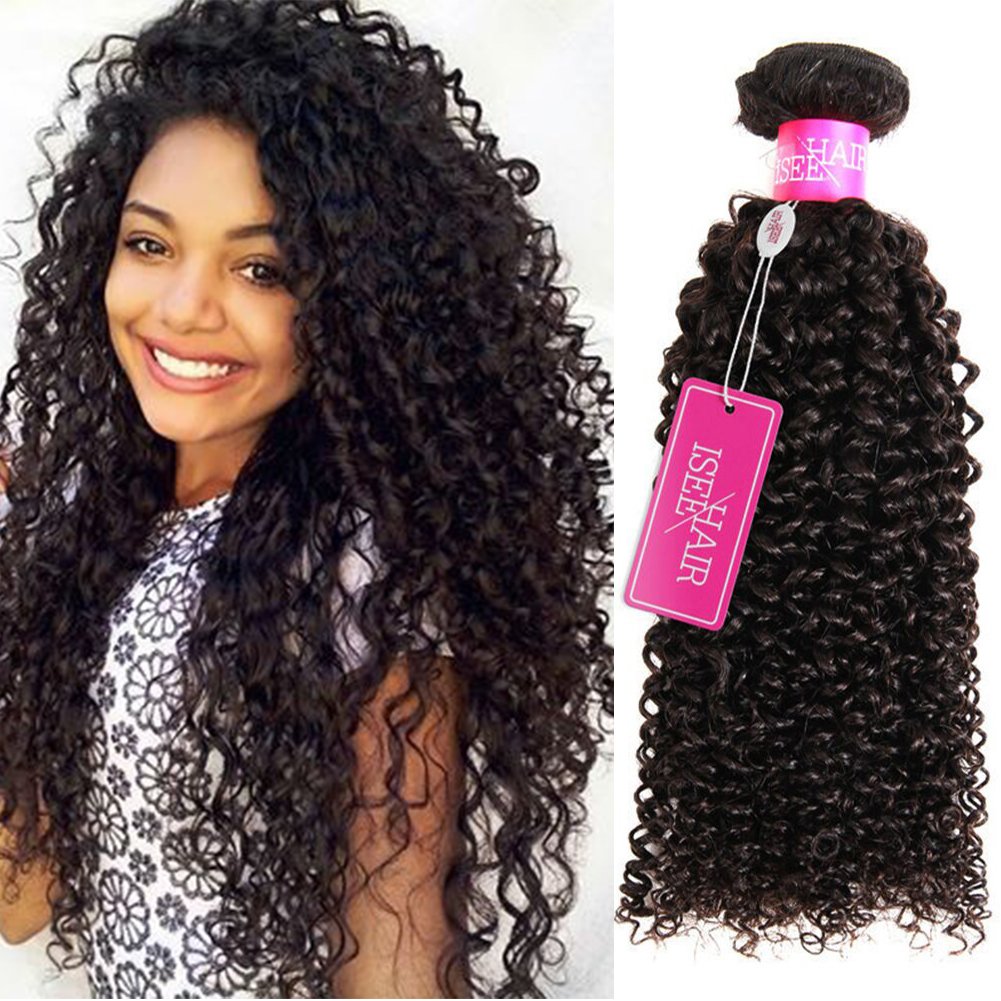 Isee Hair 9A Grade Mongolian Kinky Curly Human Hair Bundles Virgin Human Hair Weaving 3 Bundles Deep Curly Human Hair 100% Human