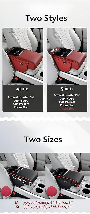 Armrest Box Pad for Car w/Type-C Charging Interface, Car Center Console Cover w/Cup Holder, Interior Car Accessories (Orange)