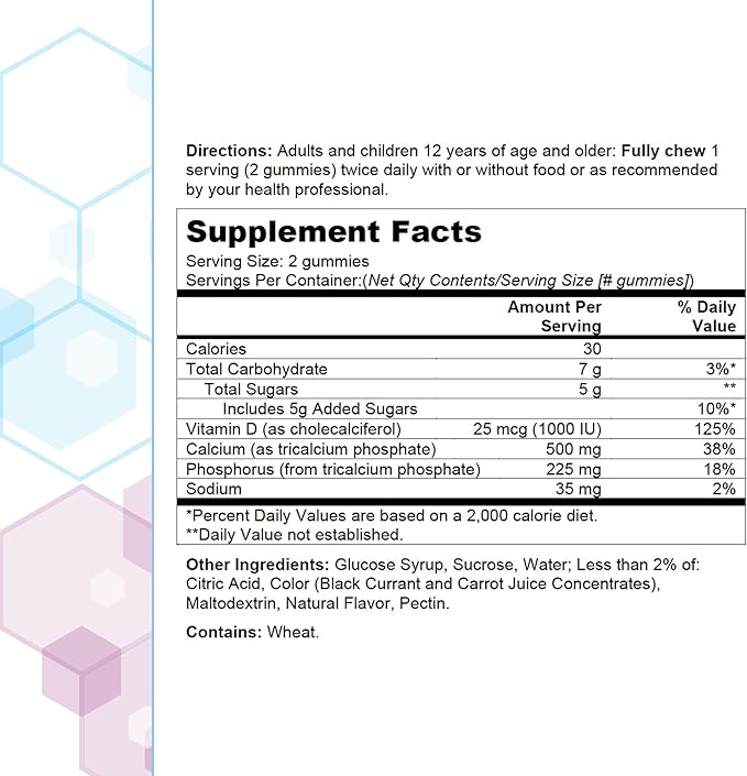 CITRACAL Calcium Supplement Gummies, Chewable Calcium with Vitamin D3, Supports Bone Health, Calcium Chews for Ages 12+, Natural Raspberry Flavor, 60 Count (Pack of 2)