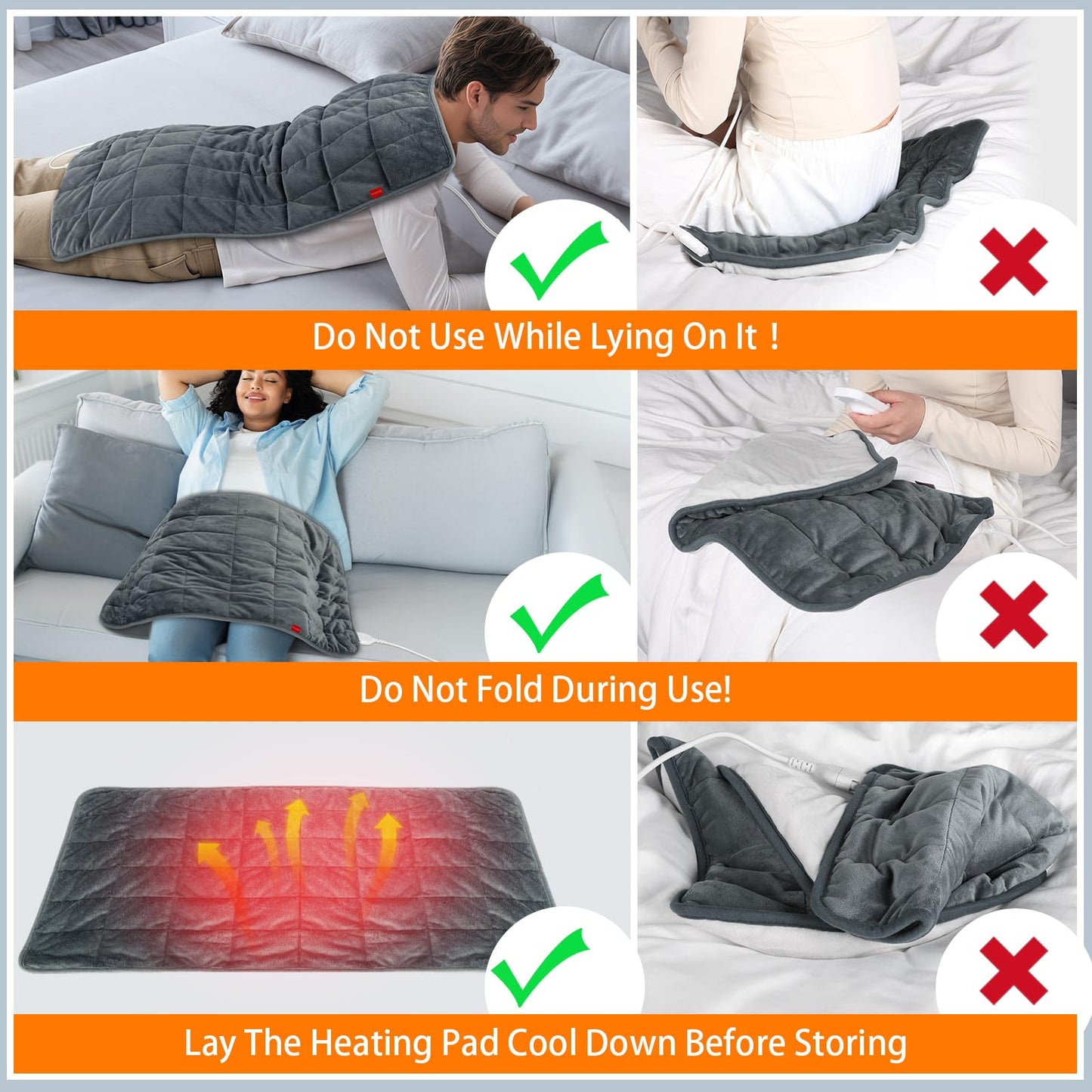 Comfytemp Weighted Heating Pad 17"×33" for Back & Cramps, Extra Large Electric Heat Pad, Birthday Days Gifts for Mom Women Men Dad, Full Body Heated Pad, Deeper Muscle & Pain Relief