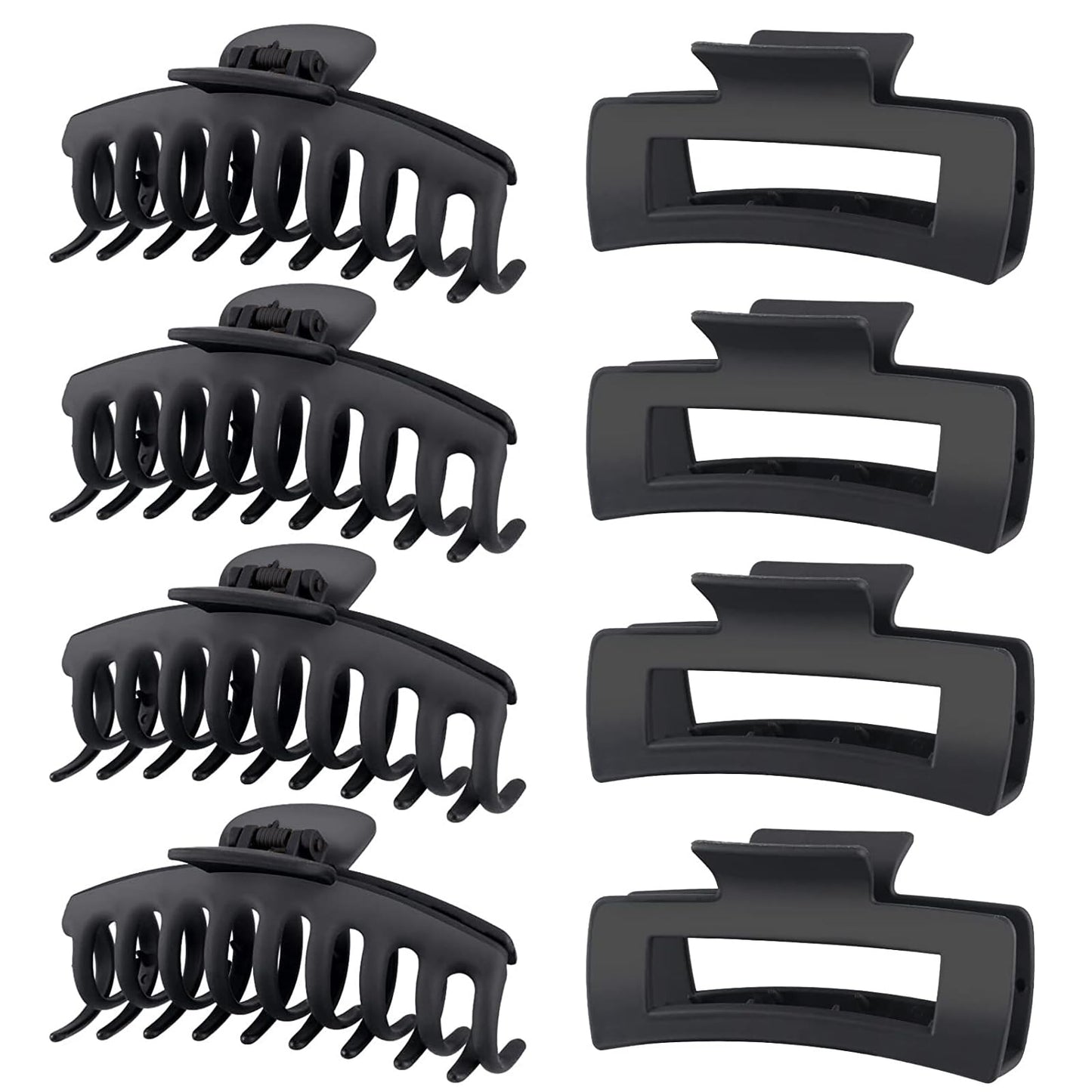 Tocess 8 Pack Black Big Hair Claw Clips For Women Large Claw Clip For Thin Thick Curly Hair 90'S Strong Hold 4.33 Inch Nonslip M