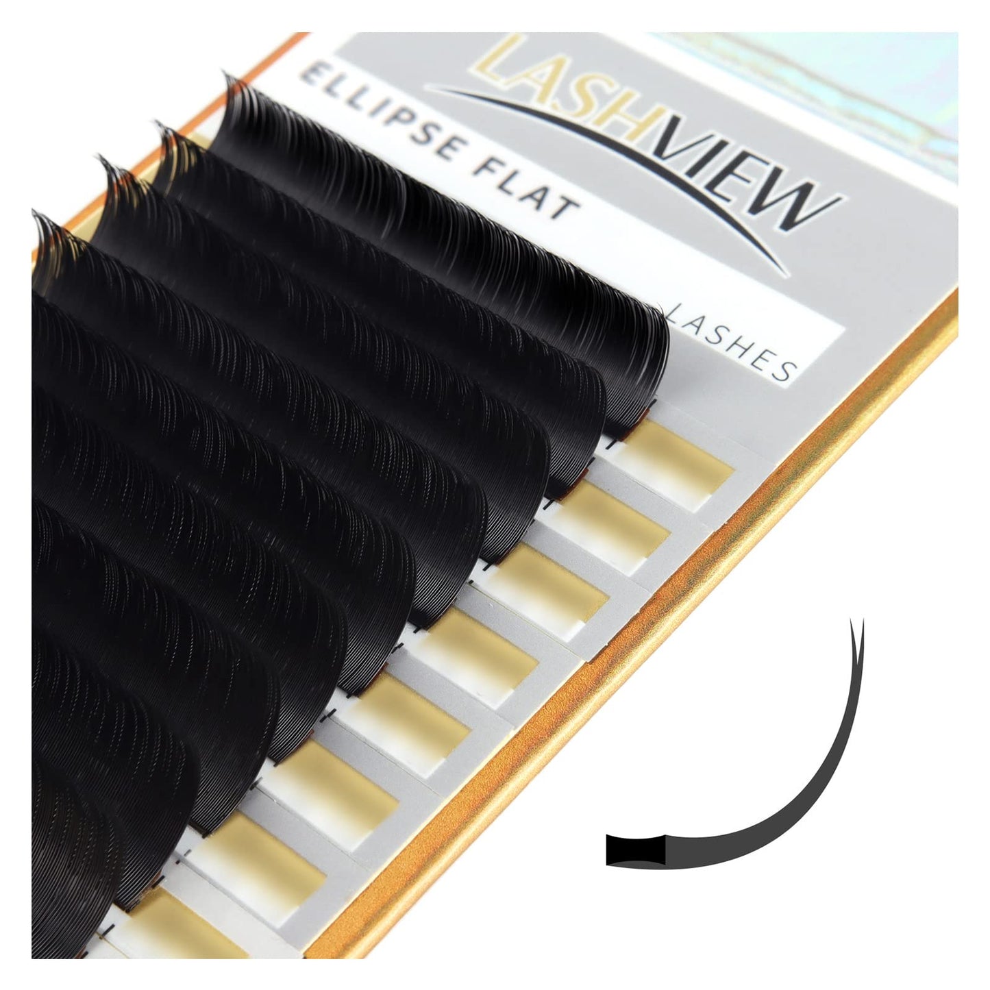 Lashview Eyelash Extensions,Ellipse Flat Eyelash Extensions 0.20Mm C Curl 8-15Mm Mixed Tray,Mink Black,Individual Lashes,Semi-Pe
