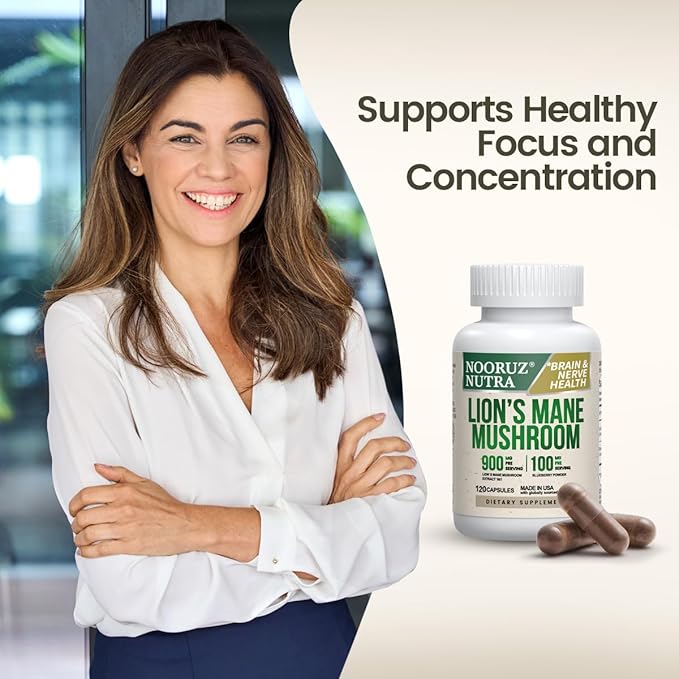 Organic Lion’s Mane Capsule: 10:1 Concentration Equals 10,000mg Mushroom, Enhanced with Blueberry for Vitality, Mental Clarity, and Concentration – 120 Plant-Based Capsules (No Tablets/Powder)