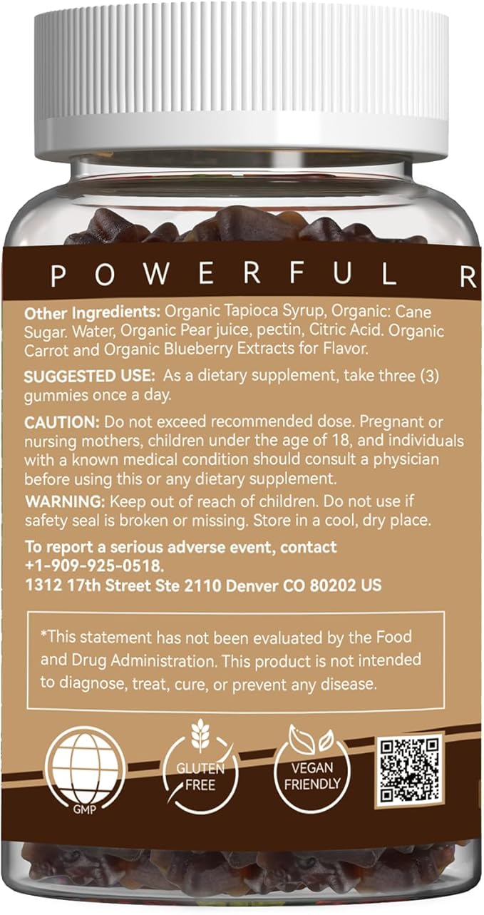Mushroom Gummies Supplement - with Ashwagandha, Lions Mane, Shitake Mushrooms, Turkey Tail, Chaga, and Cordyceps Mushroom for Immune Health, Mood & Stress Support (180 Gummies)