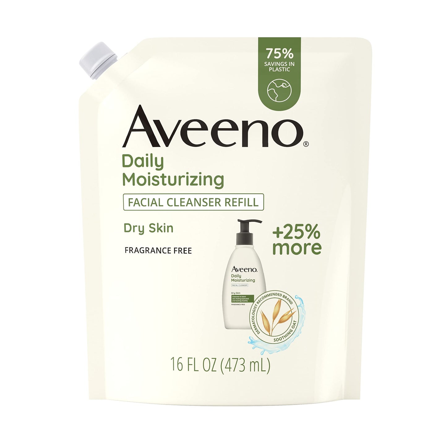 Aveeno Daily Moisturizing Facial Cleanser With Soothing Non-Gmo Oat, Leaves Skin Feeling Hydrated, Soft & Supple, Paraben-, Sulf