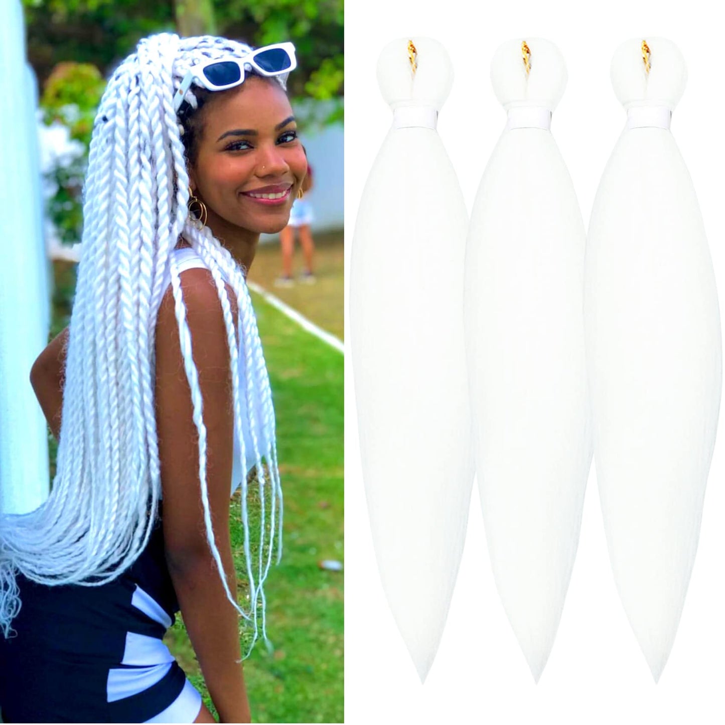 Gozill Braiding Hair Pre Stretched White Prestretched Kanekalon Braiding Hair Ez Braid Hypoallergenic Colored Braiding Hair Exte