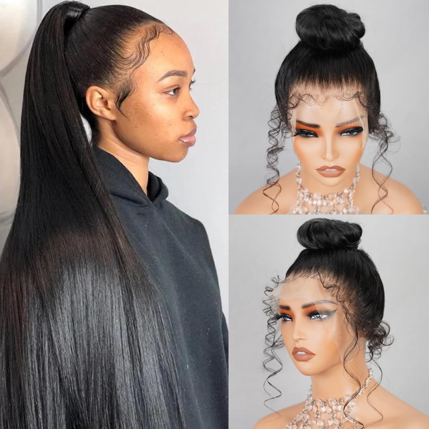 Superlook Hd Transparent Straight 360 Lace Front Wigs Human Hair Pre Plucked With Baby Hair Glueless 220% Density 12A Lace Front