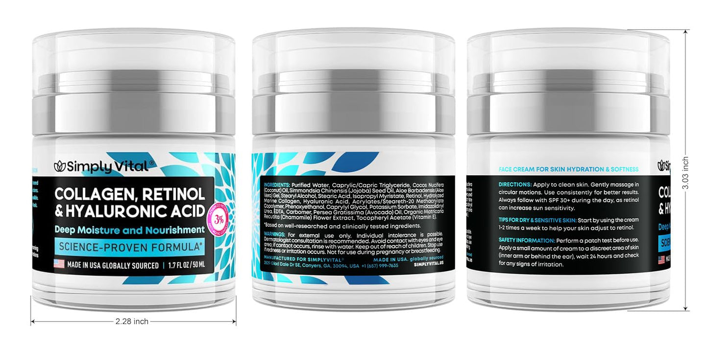 Anti-Aging Collagen & Retinol Cream | Firming Moisturizer for Face & Neck - 1.7 fl. oz.