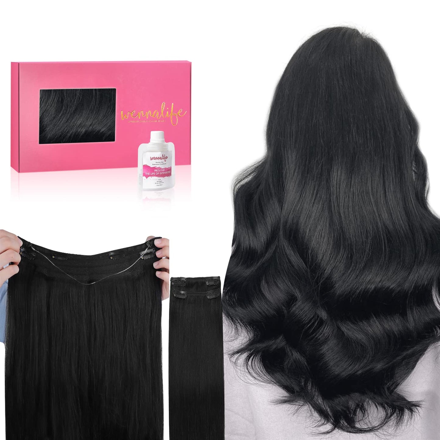 Wennalife Wire Hair Extensions (Increase 50% Lifespan) Real Human Hair 22 Inch 150G Balayage Dark Brown To Chestnut Brown Remy R