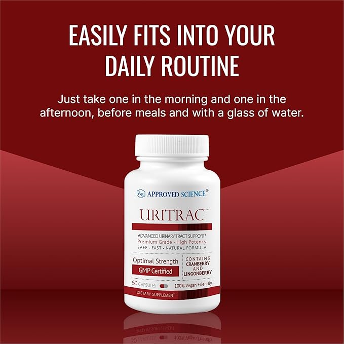 Approved Science® Uritrac™ - UTI Support - Cranberry, D-Mannose, Lingonberry - Vegan Friendly - 60 Capsules per Bottle - Pack of 3