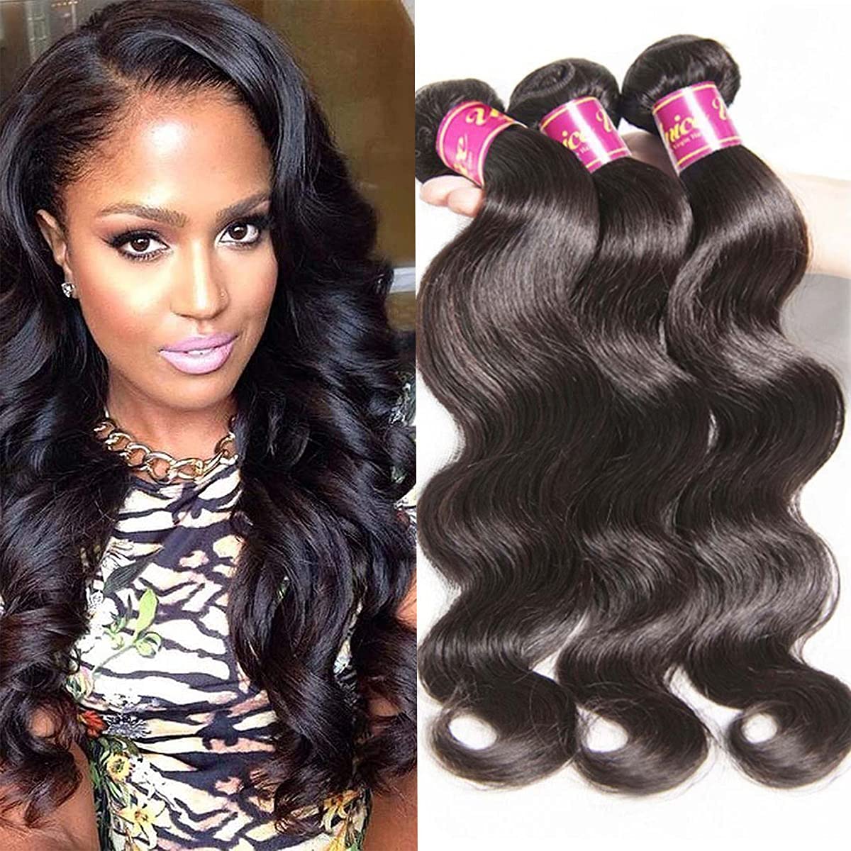 Unice Hair 14 16 18 20Inch Brazilian Body Wave 4 Bundles 100% Real Unprocessed Virgin Human Hair Extensions Natural Black Color
