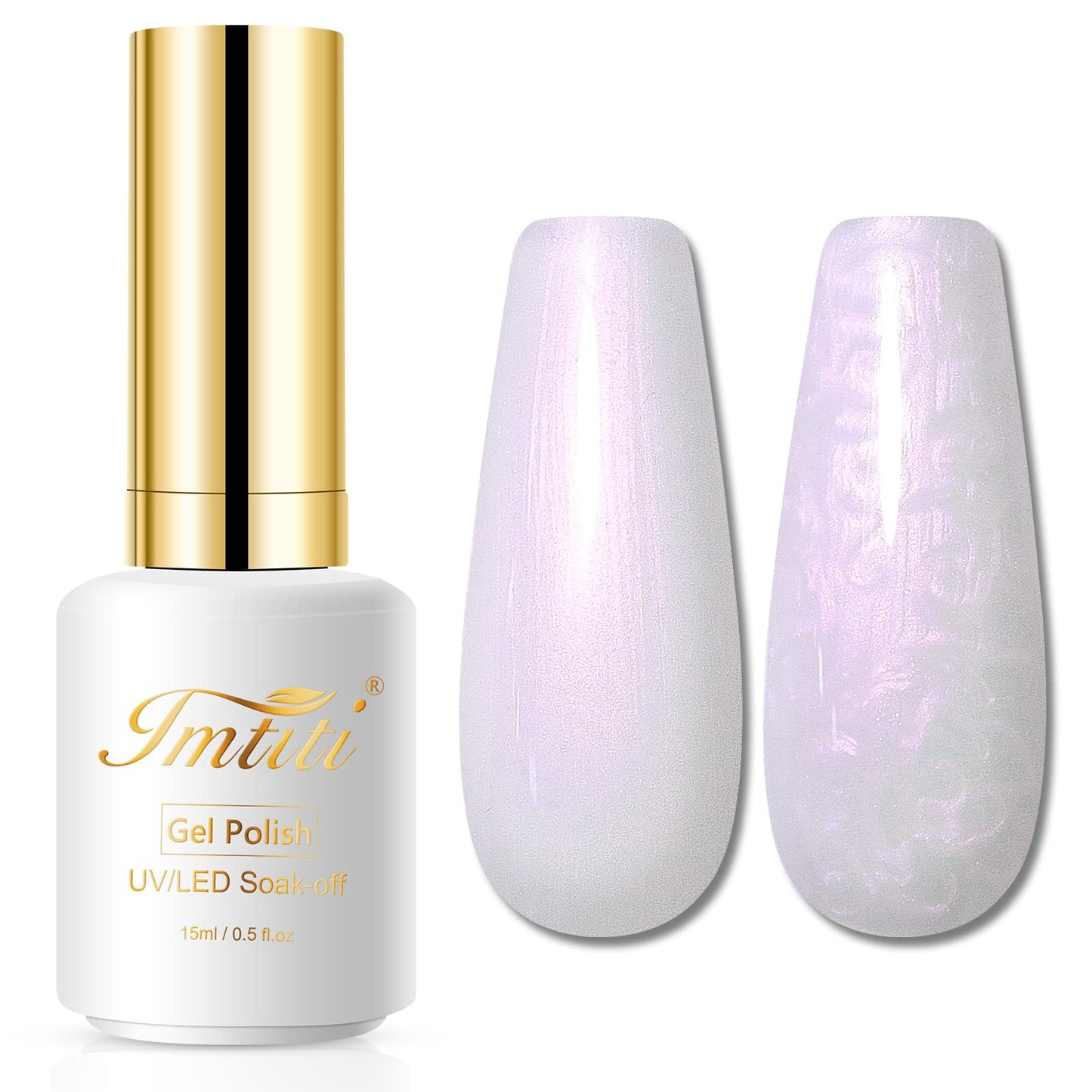 Imtiti Pearl Gel Nail Polish,0.5 Fl Oz Milky White Glitter Drawing Gel Polish Shell Thread Shimmer Mermaid Nail Gel Polish Soak
