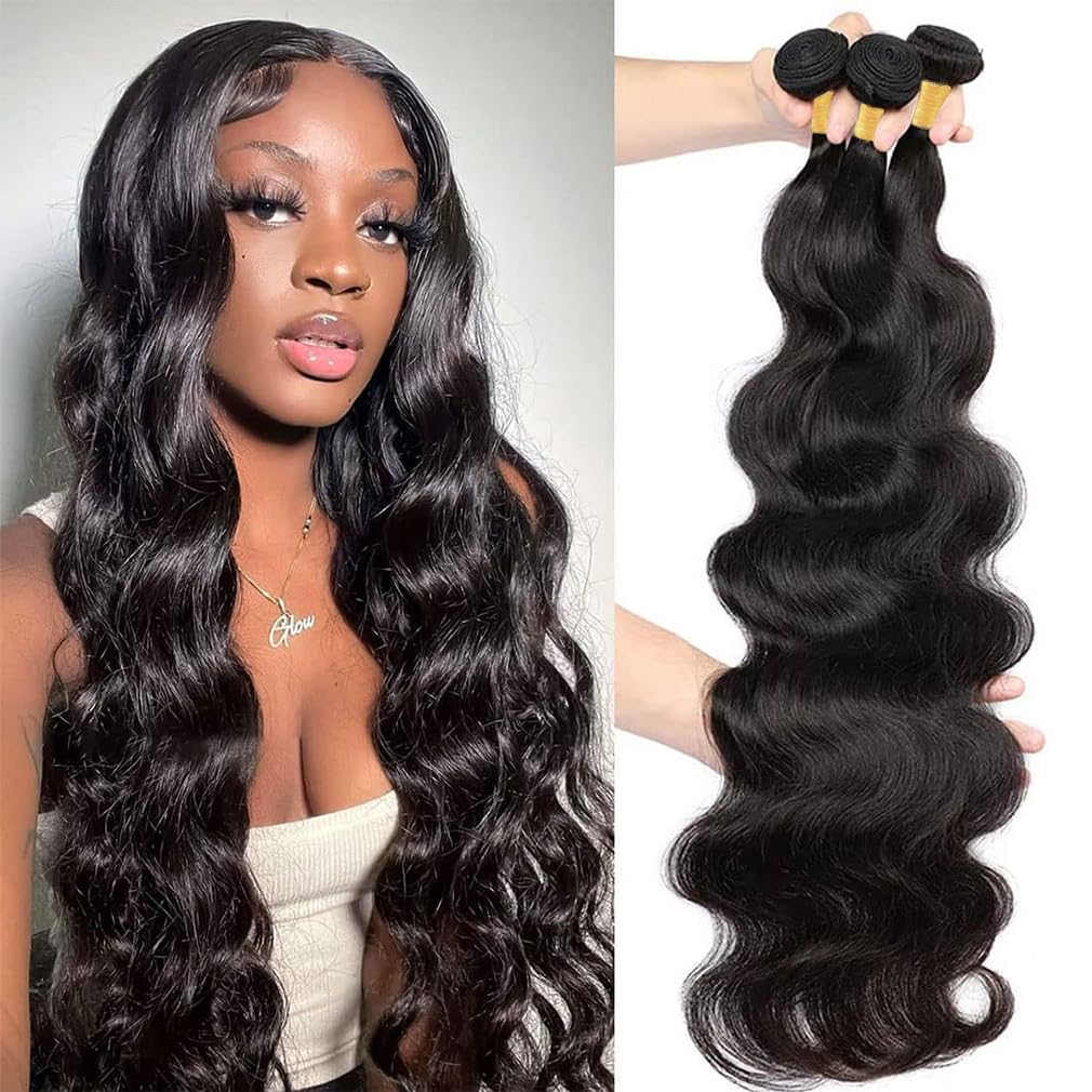 Cirvty 12A Human Hair Bundles Brazilian Body Wave Hair Bundles 22 24 26 Inch 100% Unprocessed Virgin Weave 3 Bundles Human Hair