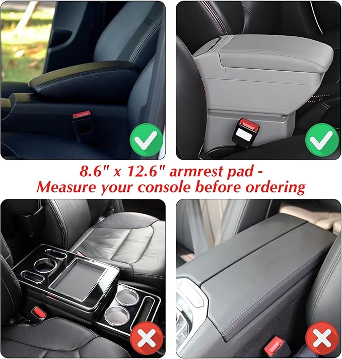 Black Bling Car Armrest Cover with Memory Foam Cushion Pad & Rhinestones, Universal Diamond Center Console Cover for Cars, Bling Middle Console Cover, Bling Car Accessories for Women, Black