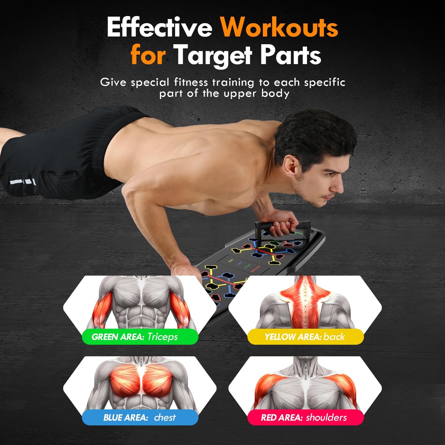 Push Up Board,Home Gym,Portable Exercise Equipment,Pilates Bar and 20 Fitness Accessories with Resistance Bands and Ab Roller Wheel,Full Body Workout at Home