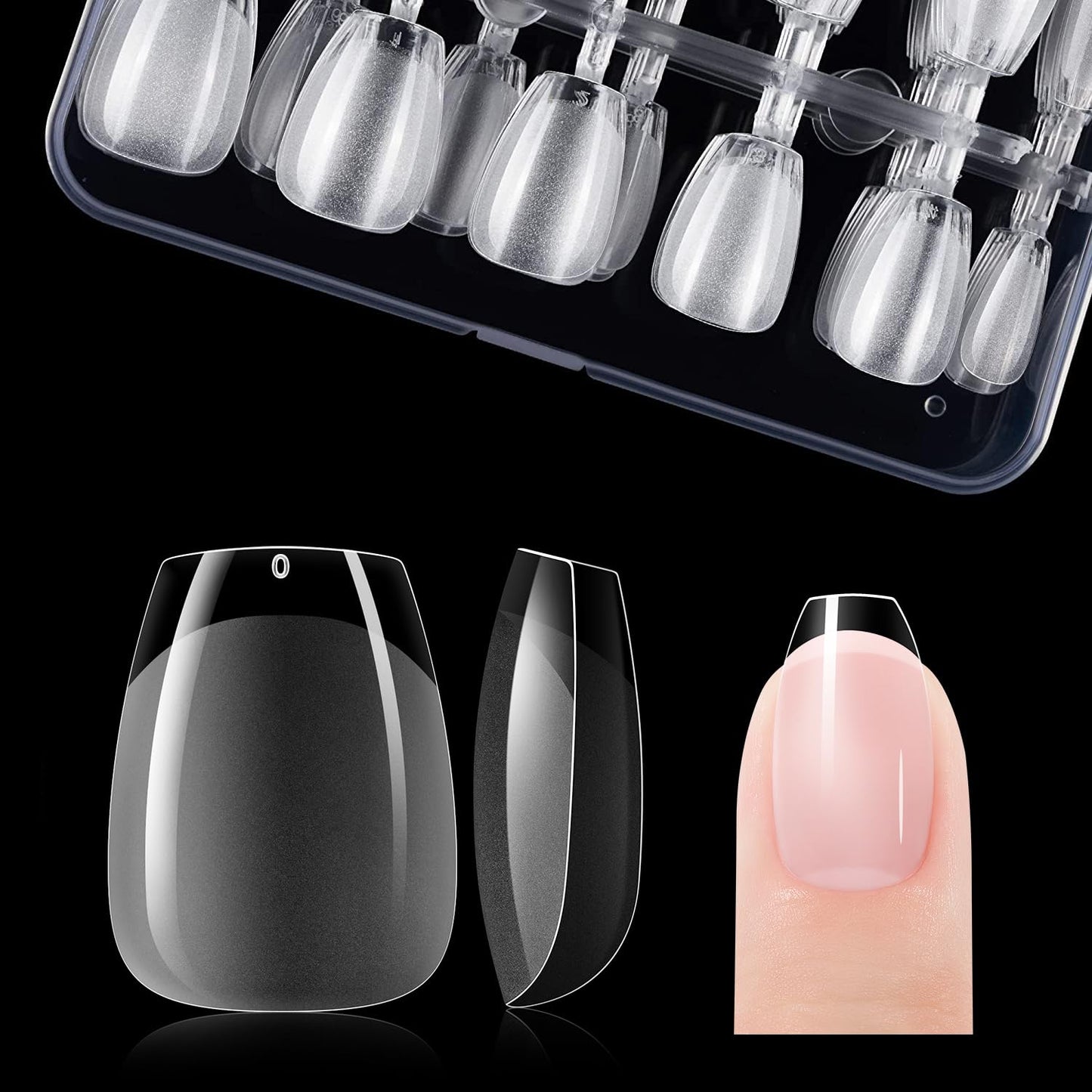 Gelike Ec Nail Tips- Gel X Nail Tips Extra Short Coffin Nail Tip Full Cover 120Pcs 12 Sizes, Extra Short Coffin