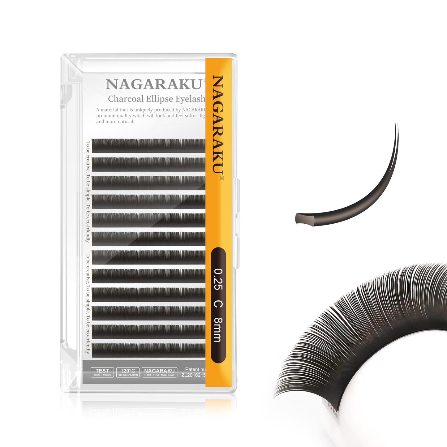 Nagaraku Double Tips Flat Ellipse Eyelash Extensions Supplies 0.25 C Curl 8Mm Natural Charcoal Color Faux Mink Super Soft Split
